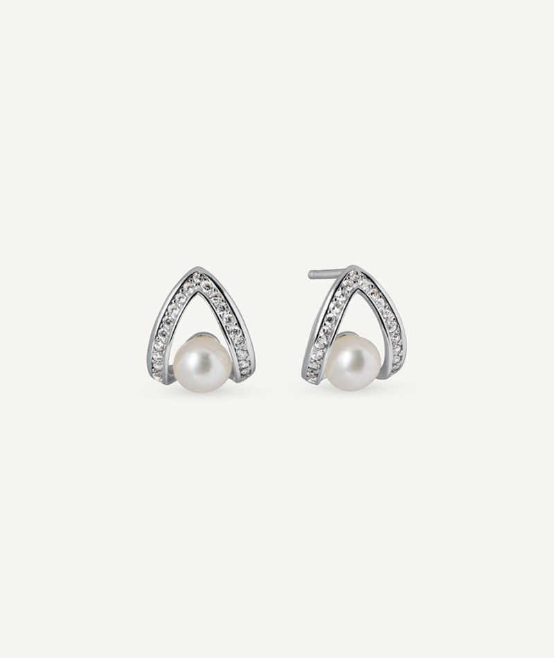 Pendientes perla cultivada y circonitas