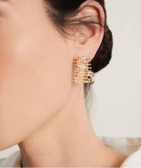 Pendientes Redosa Chapado Oro 18 Kt largo tiras