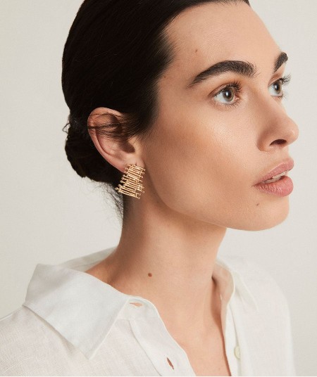 Pendientes Redosa Chapado Oro 18 Kt largo tiras