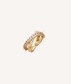 Anillo Louise Chapado Oro 18 Kt doble tira cruzada lisa y circonitas