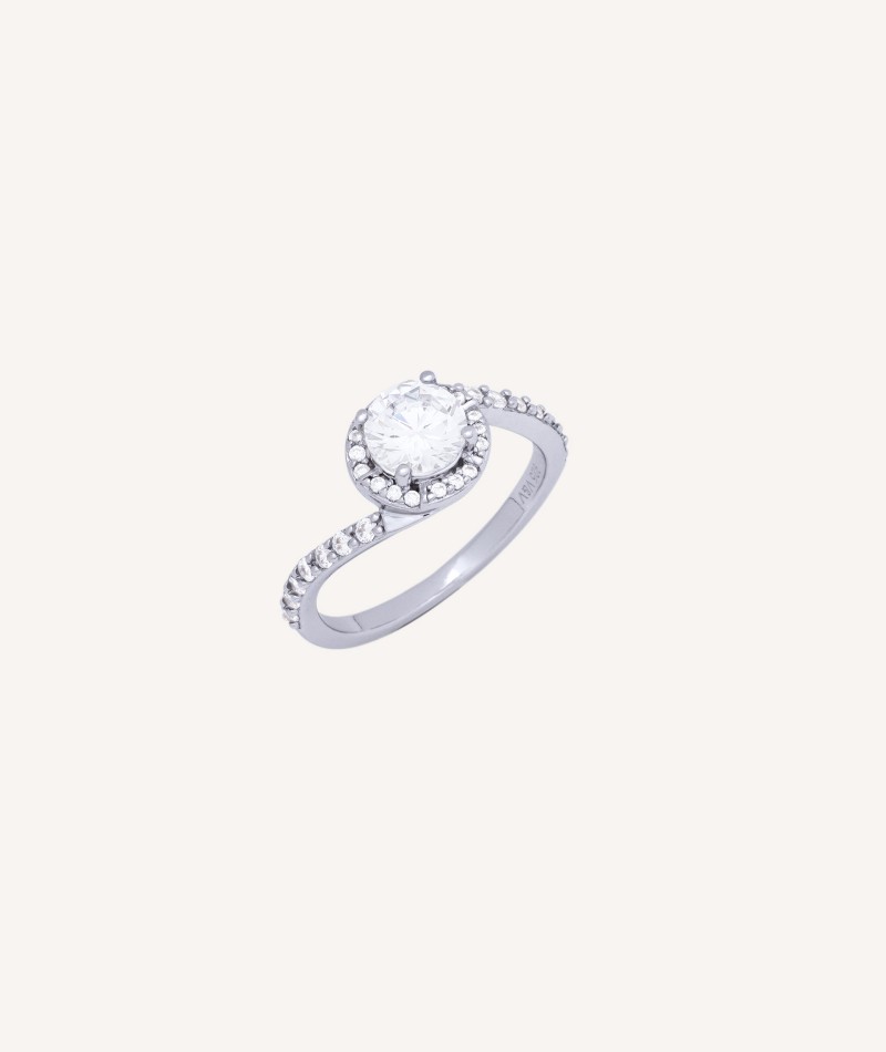 Anillo Mercedes Plata de Ley 925 Chapado Platino circonitas cúbicas