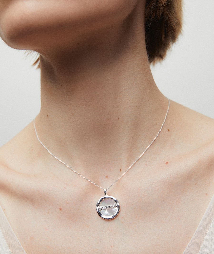  Pendant Mama mini circle in mother-of-pearl and zirconia