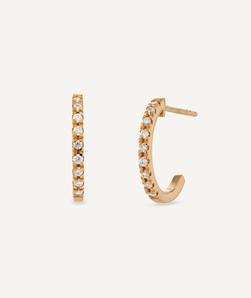Pendientes semi aro de diamantes y oro
