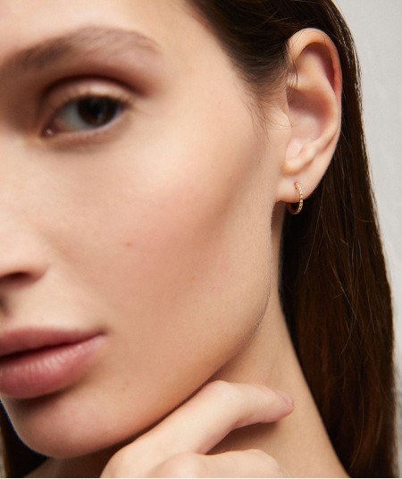 Pendientes semi aro de diamantes y oro