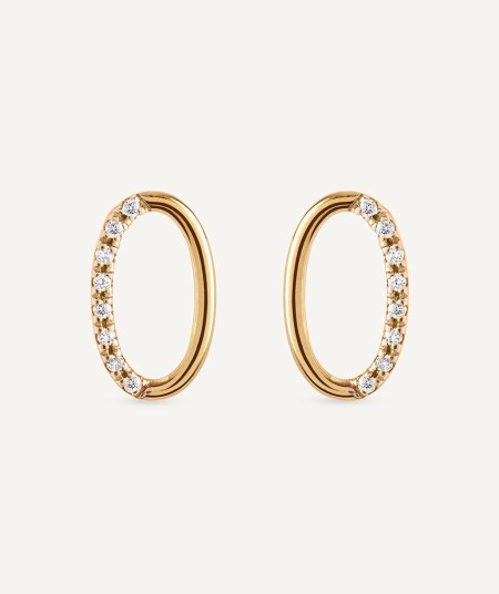 Diamond and gold oval earrings