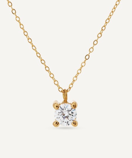 Collar de oro con diamante solitario
