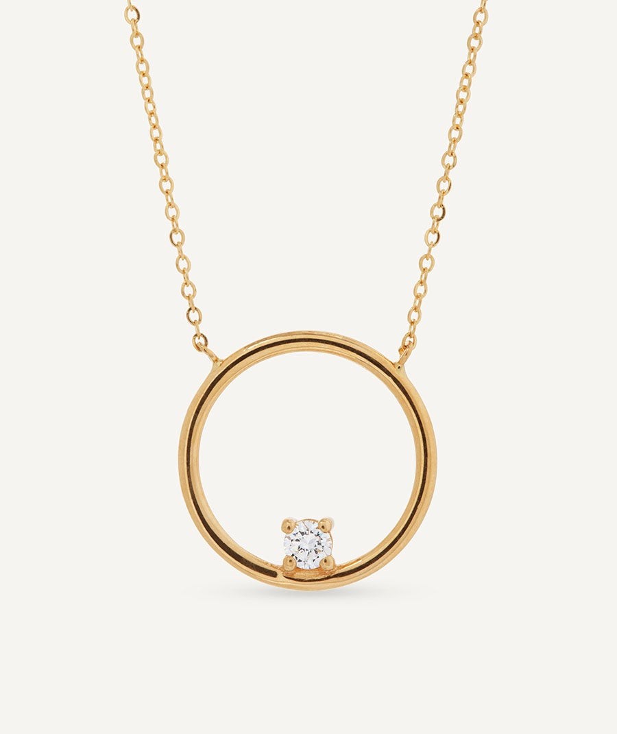 Gold diamond circle necklace