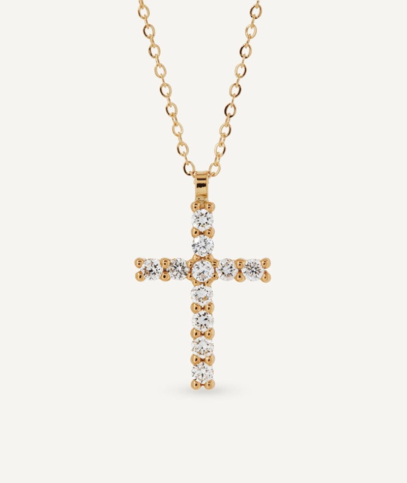 Collar de diamantes y oro cruz 