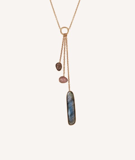 Necklace Tanit 18 Kt Gold Plated natural stones