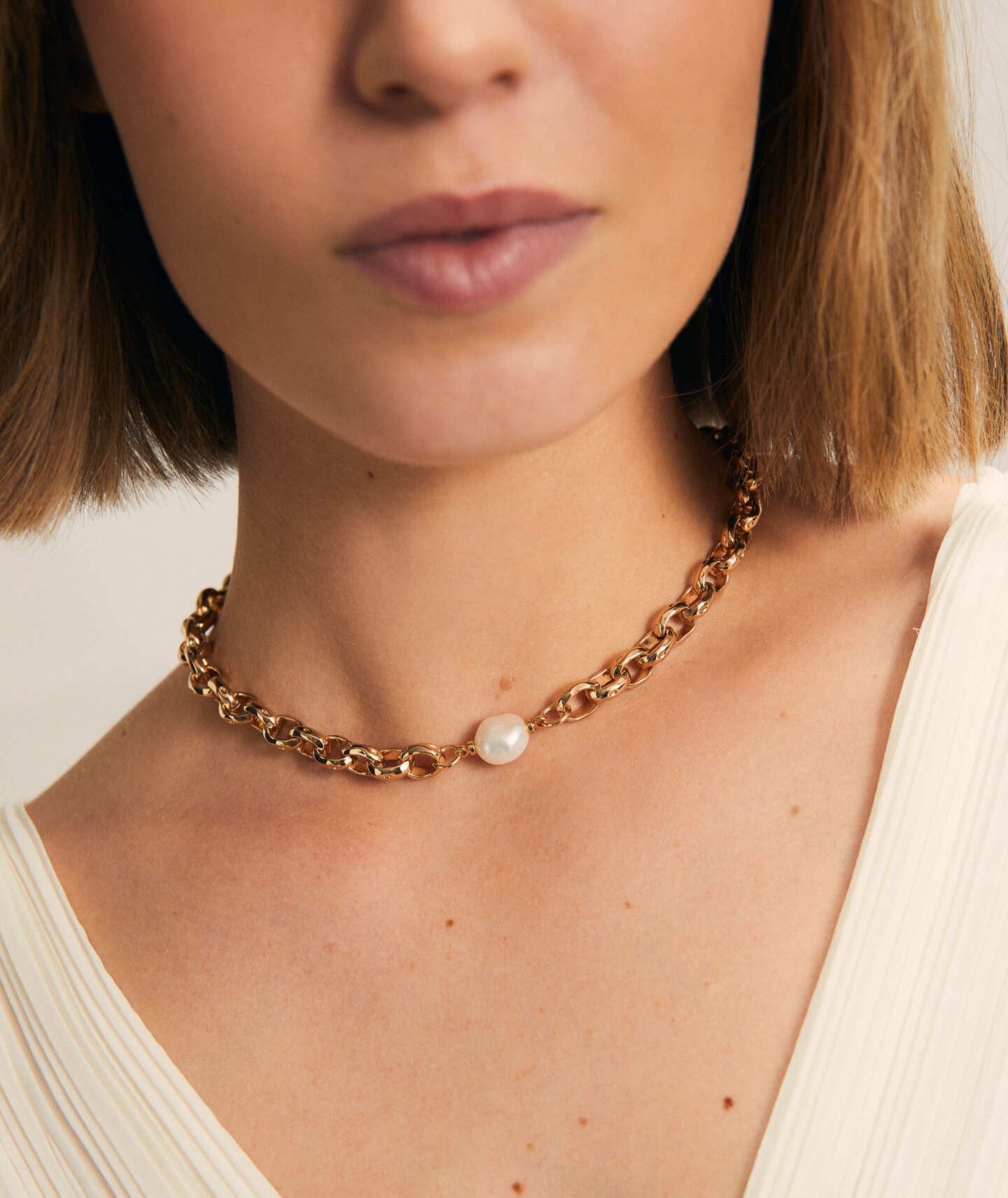 Collar Marina eslabones perla cultivada
