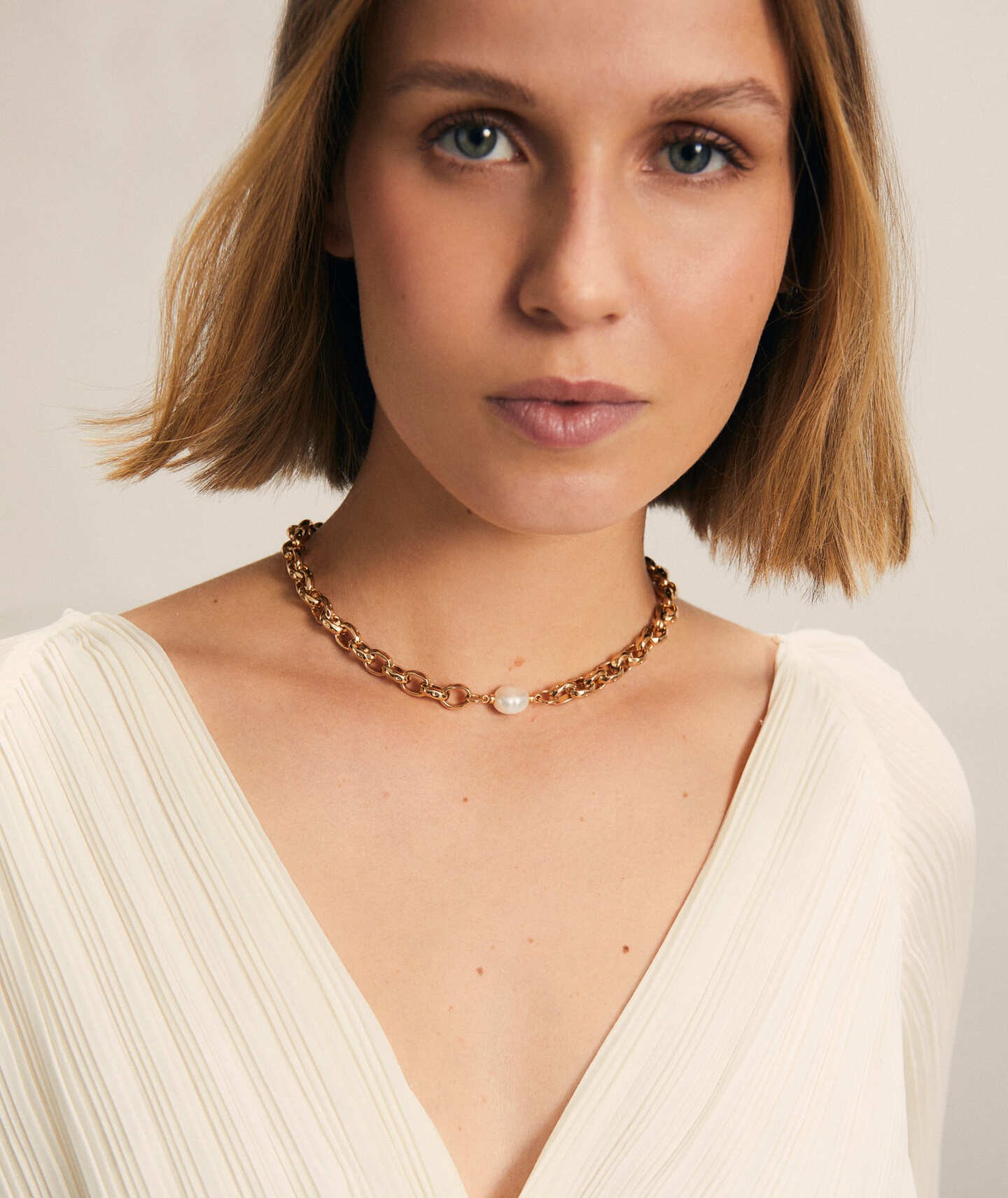 Collar Marina eslabones perla cultivada