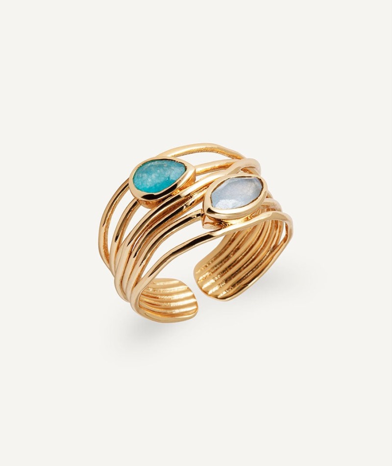 Aqua Ring with Natural Stones