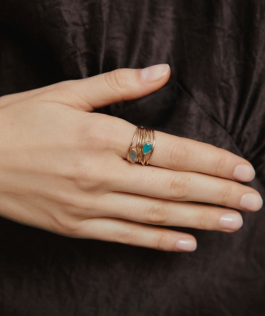 Aqua Ring with Natural Stones