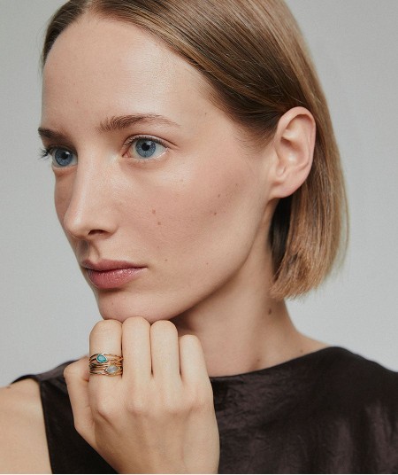 Aqua Ring with Natural Stones