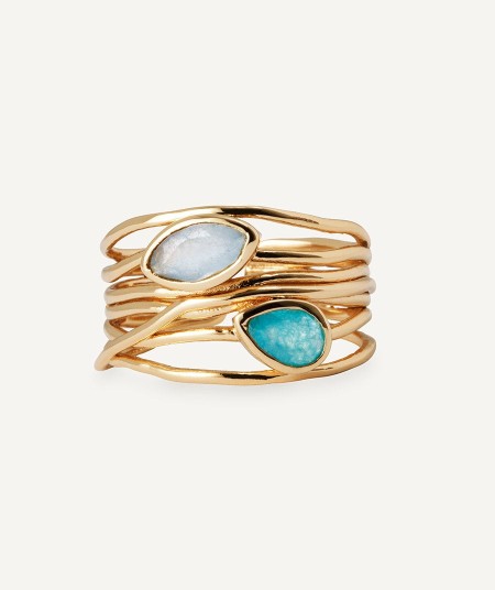 Aqua Ring with Natural Stones