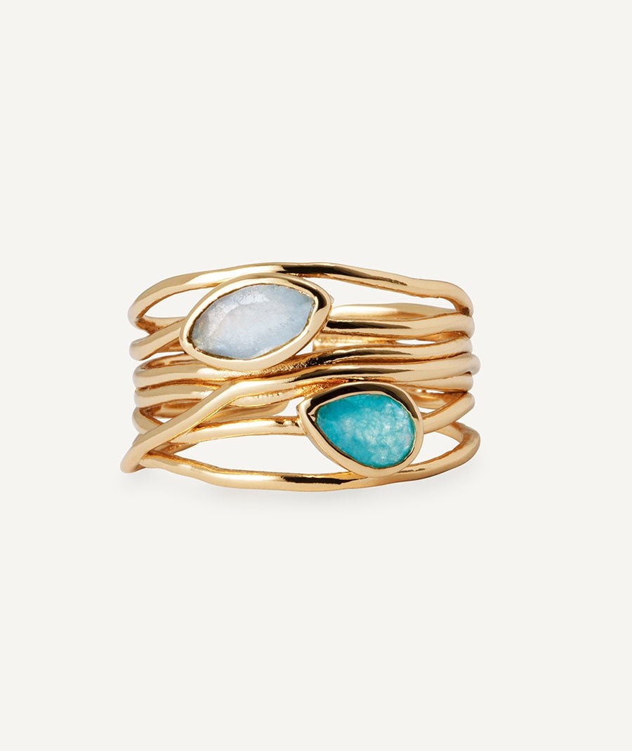 Aqua Ring with Natural Stones