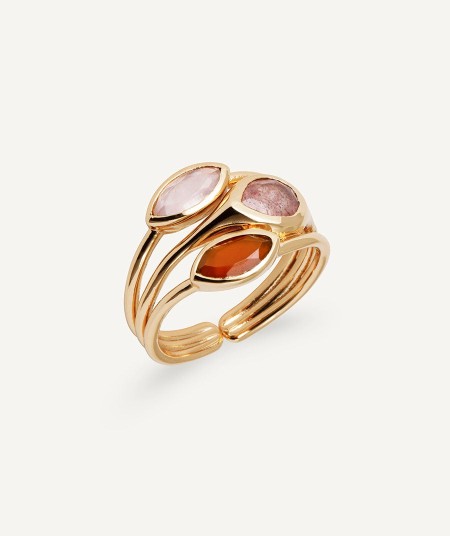 Terra Ring with Quartz and Carnelian