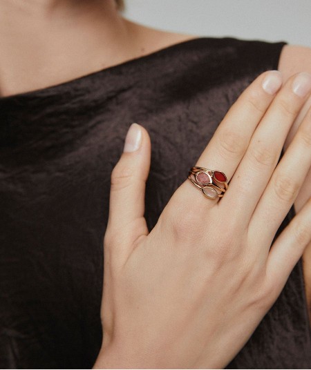 Anillo Terra con Cuarzo y Cornalina