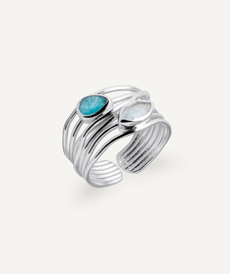 Aqua Ring with Natural Stones