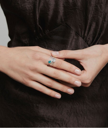 Aqua Ring with Natural Stones