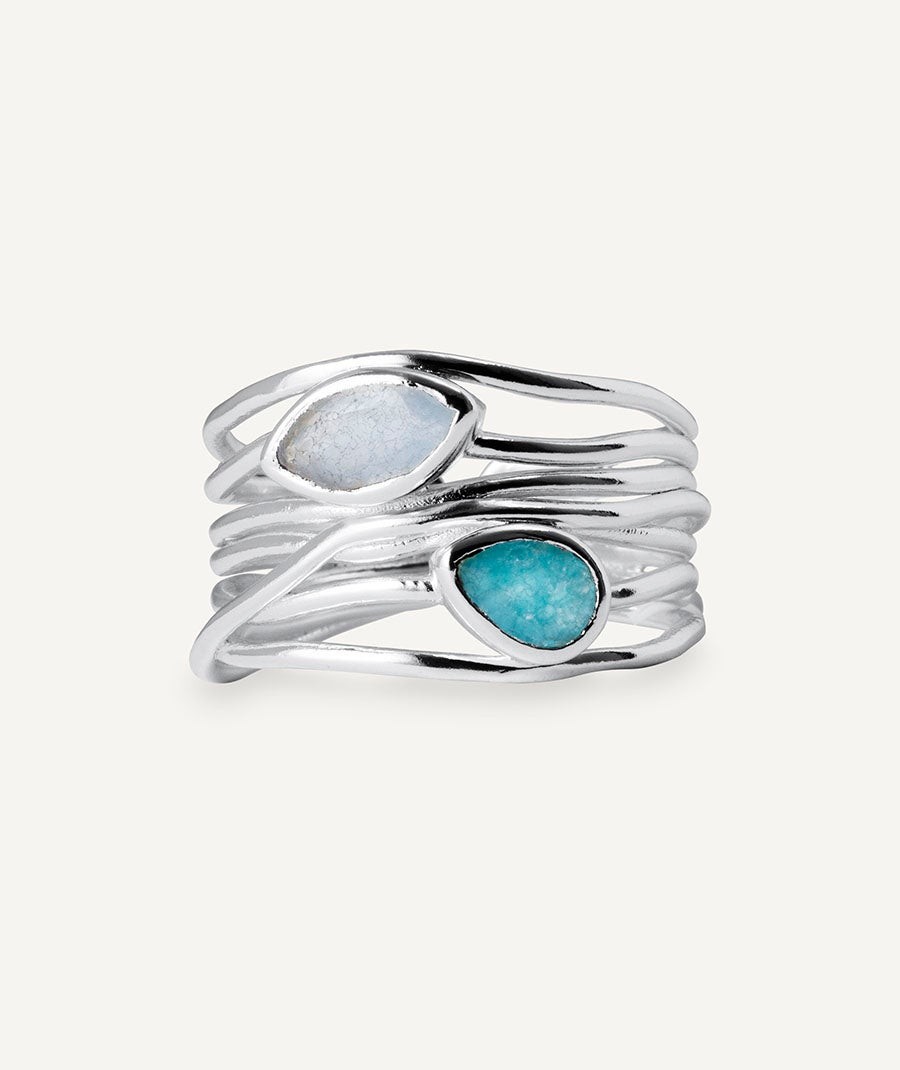 Aqua Ring with Natural Stones