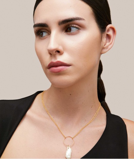Collar Macarena aro con perla irregular