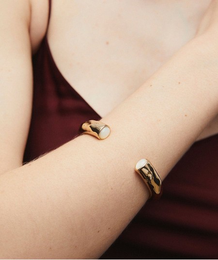 Bracelet rigid Reflexe with White Mother of Pearl