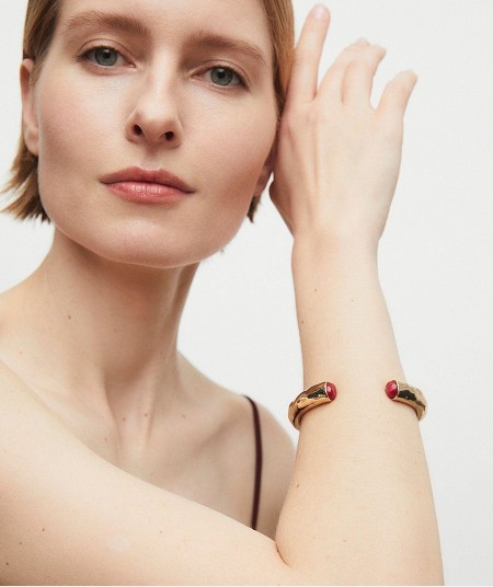 Bracelet rigid Salada with Red Agate