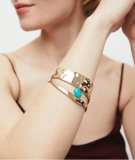 Brazalete irregular Illeta con Ágata turquesa
