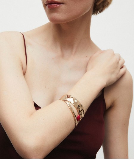 Brazalete irregular Salada con Ágata roja