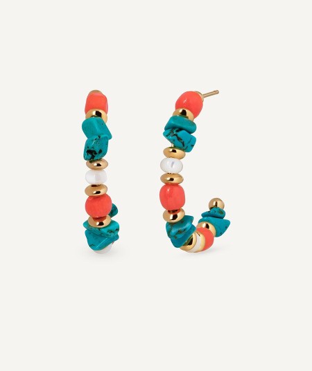 Pendientes medialuna con piedras naturales combinadas Illeta multicolor