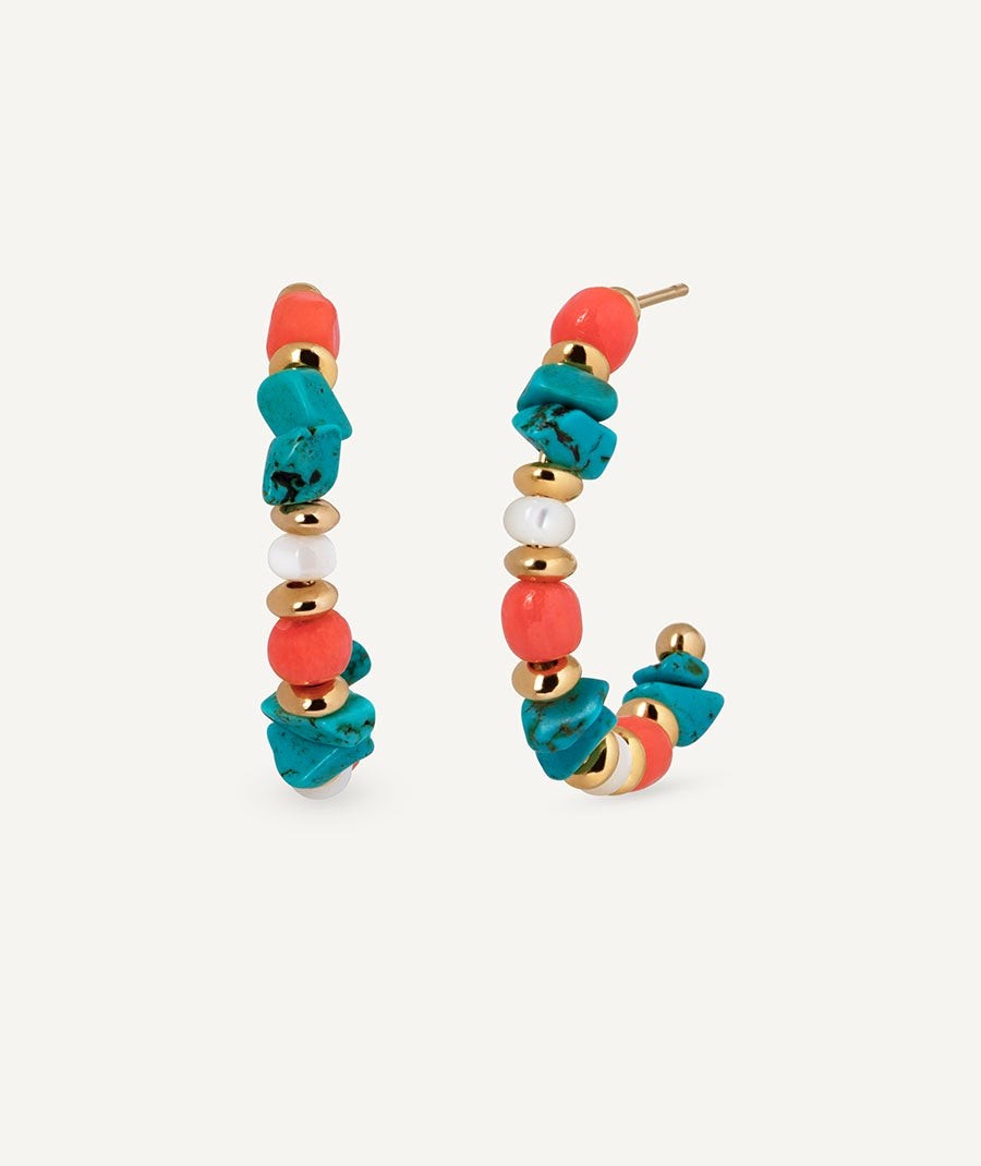 Earrings half hoop Illeta with multicolor natural stones