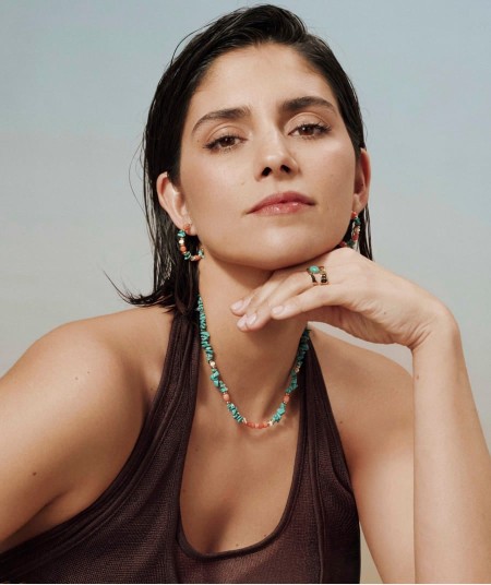 Earrings half hoop Illeta with multicolor natural stones