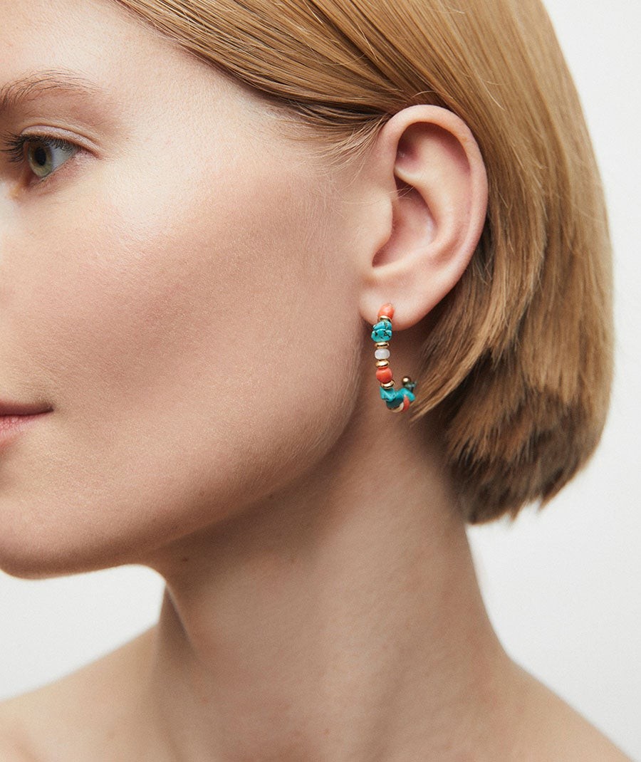 Pendientes medialuna con piedras naturales combinadas Illeta multicolor