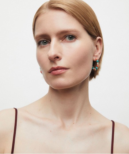 Pendientes medialuna con piedras naturales combinadas Illeta multicolor