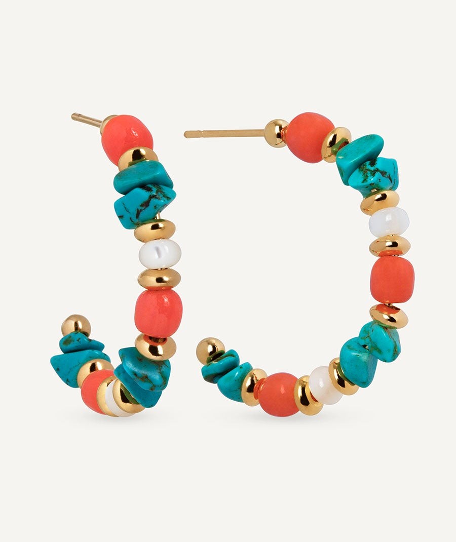 Earrings half hoop Illeta with multicolor natural stones