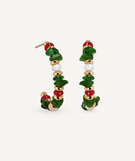 Pendientes medialuna con piedras naturales combinadas Salada multicolor