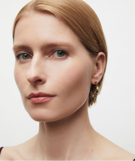 Earrings half hoop Salada multicolor natural stones