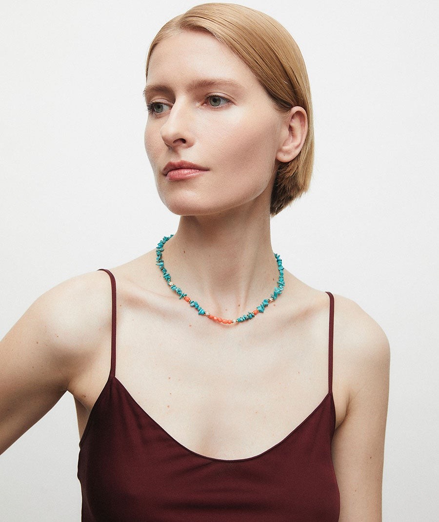 Necklace multicolor Illeta with mini combined natural stones