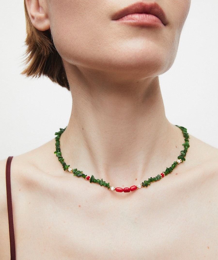 Necklace multicolor Salada with mini combined natural stones