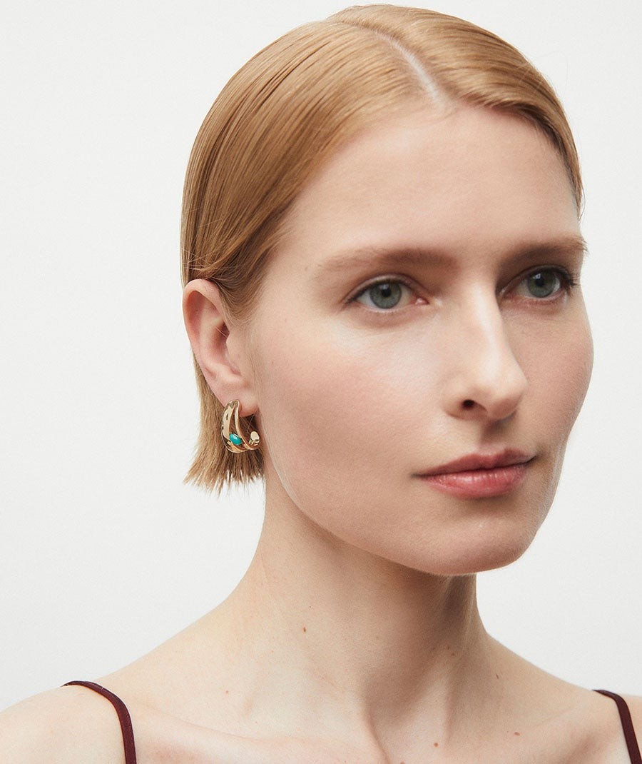 Earrings half hoop Illeta with Turquoise Agate