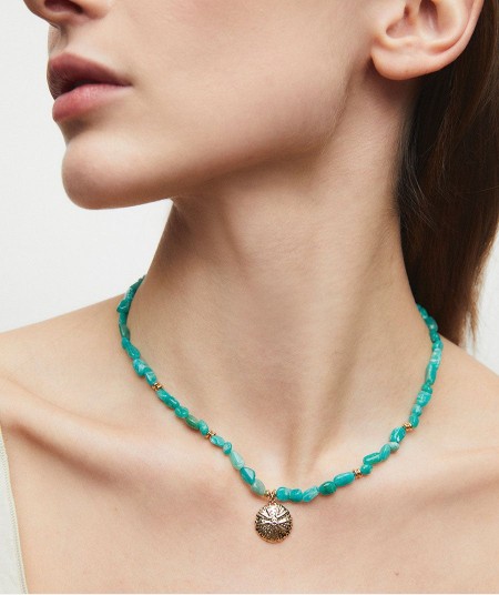 Collar erizo Calobra Amazonita verde