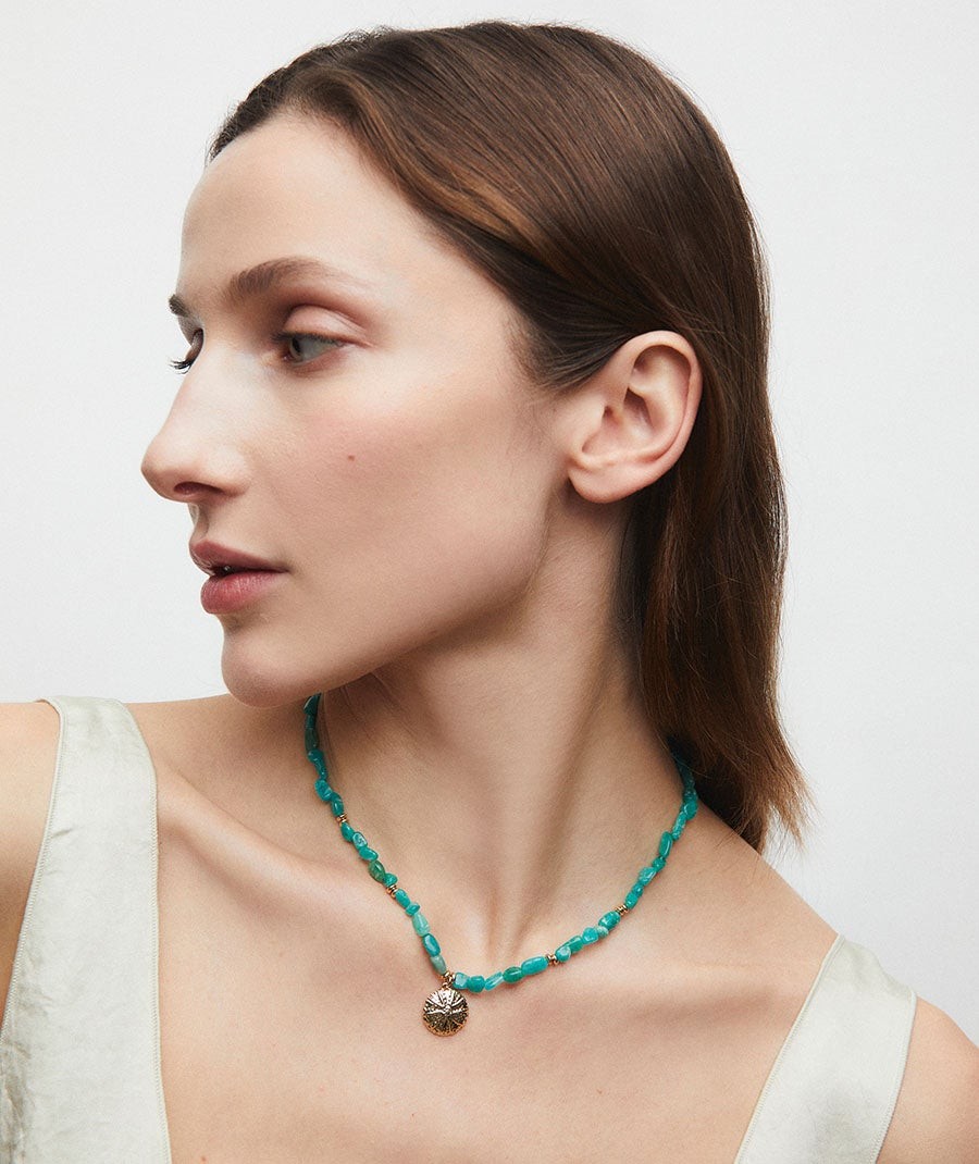 Necklace sea urchin Calobra with green amazonite
