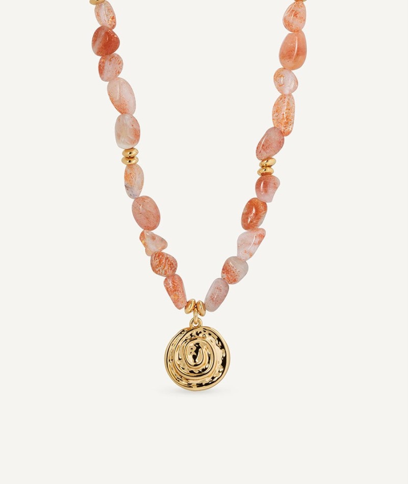 Collar Caracola Petra Heliolita naranja