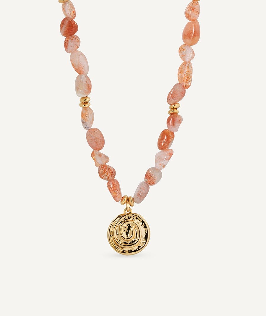 Collar Caracola Petra Heliolita naranja