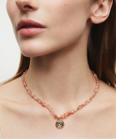 Necklace seashell Petra with orange sunstone
