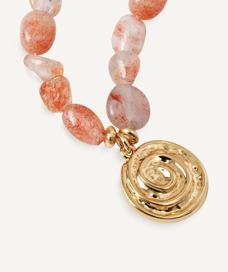 Necklace seashell Petra with orange sunstone