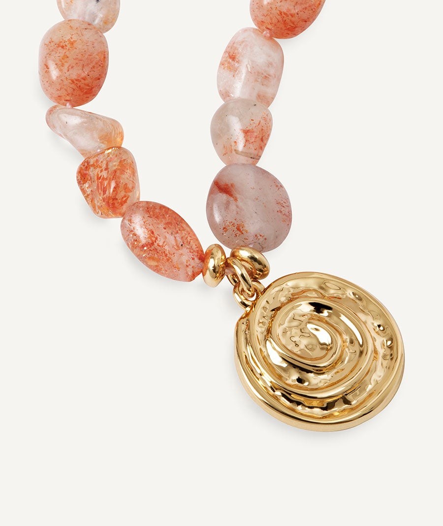 Collar Caracola Petra Heliolita naranja