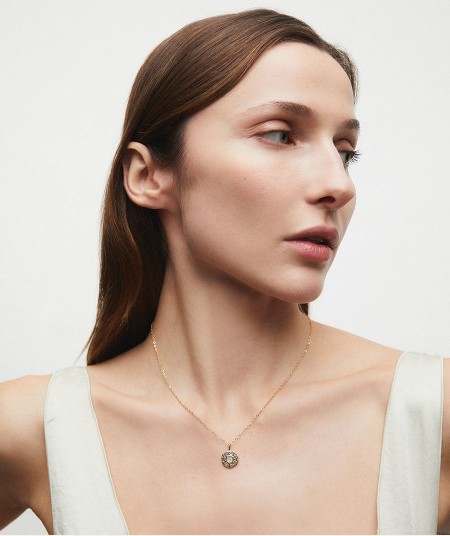 Pendant circle Gleam with white mother-of-pearl