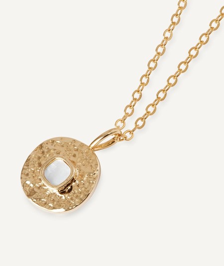 Pendant circle Gleam with white mother-of-pearl